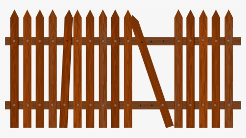 Angle,fence,picket Fence - Broken Fence Clipart, HD Png Download, Free Download