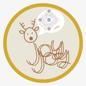 Ecru Round Sticker With Brown Reindeer Made Of Joy - Circle, HD Png Download, Free Download