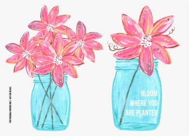 Mason Jar Clipart Transparent Png - Flower Mason Jar Clip Art Free, Png Download, Free Download