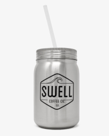 Stainless Mason Jar With Straw - Caffeinated Drink, HD Png Download, Free Download
