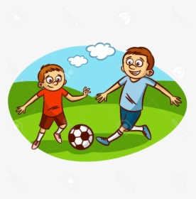 Soccer Photostock Vector Dad And Son Playing Football - Vector Play Football Clipart Png, Transparent Png, Free Download
