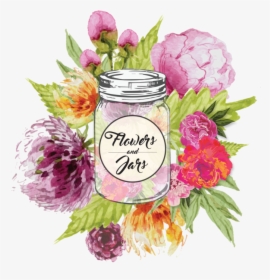 Transparent Mason Jar Clipart - Flower, HD Png Download, Free Download