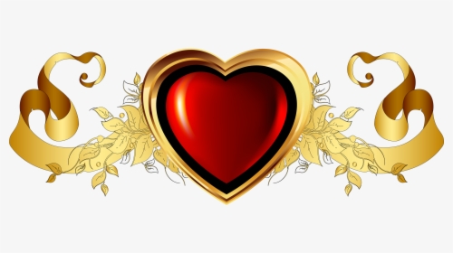 Large Red Heart With Gold Banner Element Clipart - Clip Art Png Files, Transparent Png, Free Download