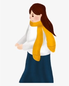 Painted Girl Fashion Scarf Png And Psd - Girl, Transparent Png, Free Download