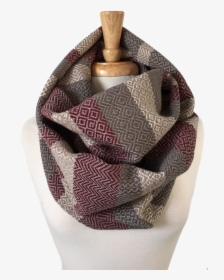 Oxblood, Cream And Charcoal Grey Woven Infinity Scarf - Scarf, HD Png Download, Free Download