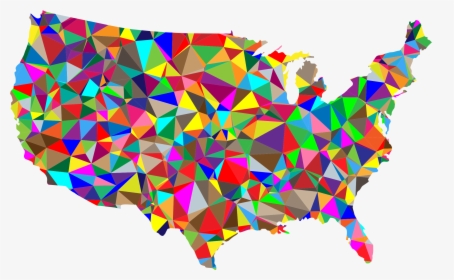 Flat Color Low Poly America Usa Map - Map Of Usa In Color, HD Png Download, Free Download