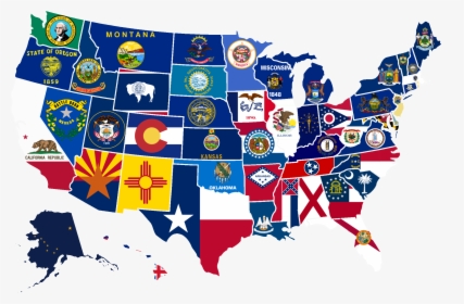 869kib, 2000x1333, Us Map With State Flags Project - State Has The Most Professional Sports Teams, HD Png Download, Free Download