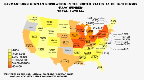 German Population 1872 Usa, HD Png Download, Free Download