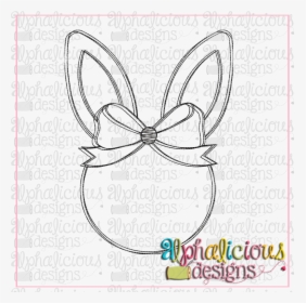 Blackline Bunny Head With Bow-scribble - Drawing, HD Png Download, Free Download