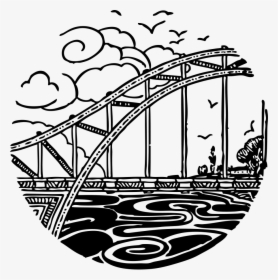 Bridge Over River 2 Svg Clip Arts - Drawing White Clipart River Clip Art, HD Png Download, Free Download
