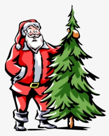 Vector Illustration Of Santa Claus Stands Beside Evergreen - Illustration, HD Png Download, Free Download