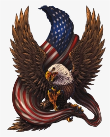 American Patriotic Bald Eagle - Eagle Holding American Flag, HD Png Download, Free Download