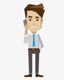People Clipart Phone - Thinking Man Png Cartoon, Transparent Png, Free Download