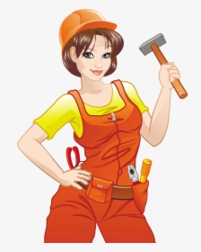 Transparent Architecture Clipart - Girl Construction Worker Cartoon, HD Png Download, Free Download