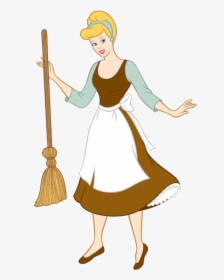 Cinderella - Cinderella With Broom, HD Png Download, Free Download