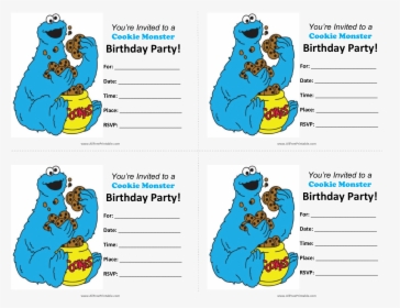 Cookie Monster 1st Birthday Invitations Rh Studentfreelancers - Blank Cookie Monster Invitations, HD Png Download, Free Download