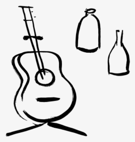 Pan Graphic Pan Music Guitar Bottles - Line Art, HD Png Download, Free Download