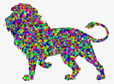 Colorful, Prismatic, Chromatic, Rainbow, Triangles - Lion Clipart Black And White Roaring, HD Png Download, Free Download