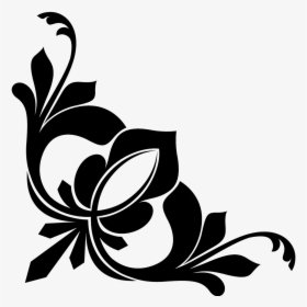 Corner Decorative Accent Free Picture - Flower Design Clipart Black And White, HD Png Download, Free Download