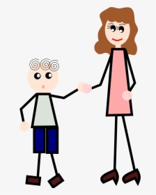 The Boy Is Holding His Mother"s Hand Clip Arts - Free Stick Figure Holding Hands Clipart, HD Png Download, Free Download