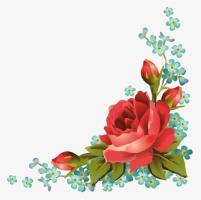 #ftestickers #art #floral #flowers #roses #corner #vintage - Rose Flower Border Transparent, HD Png Download, Free Download