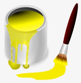 Yellow With Brush Clip - Yellow Paint Clipart, HD Png Download, Free Download