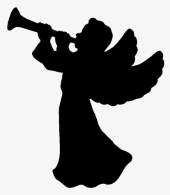 Clipart Snowflake Silhouette - Angel Blowing Trumpet Silhouette, HD Png Download, Free Download