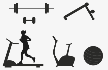 Fitness, Devices, Dumbbell, Treadmill, Ergometer, Sport - Black And White Fitness Equipment, HD Png Download, Free Download