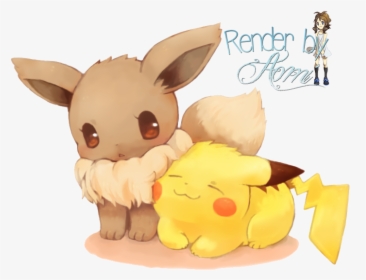 A Chibi Eevee And Pikachu - Cute Pikachu And Eevee, HD Png Download, Free Download