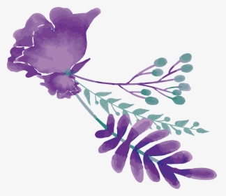 Purple Flowers Png - Watercolor Purple Floral Png, Transparent Png, Free Download