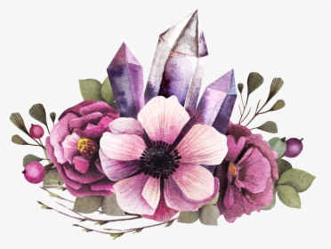 Peach Flower Clipart Flower Cluster - Purple Watercolor Flowers Png, Transparent Png, Free Download