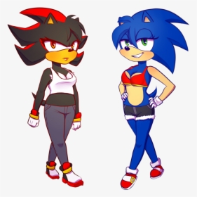 Fem Sonic And Shadow - Cartoon, HD Png Download, Free Download