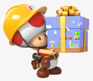 Toad With Gift Box - Super Mario Maker 2 Png, Transparent Png, Free Download