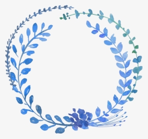 #flower #flowers #draw #drawing #blue #frame #circle - Blue Watercolor Floral Wreath Png, Transparent Png, Free Download