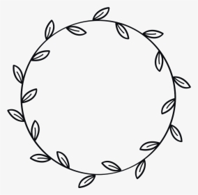 Circle Outline Lineart - Leaf Wreath Png Black, Transparent Png, Free Download