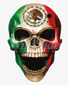 Skull Mexican Flag - Skull With Mexican Flag, HD Png Download, Free Download