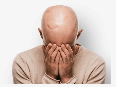 Man With Scarring On Head Holding Hands To Face - Bald Man Crying, HD Png Download, Free Download