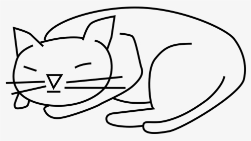Cute Cat Face Drawing 26, Buy Clip Art - Outline Of Sleeping Cat, HD Png Download, Free Download