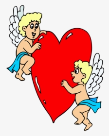 Angels, Heart, Cupid, Love, Celestial, Valentine"s - Cupid Heart Clip Art, HD Png Download, Free Download