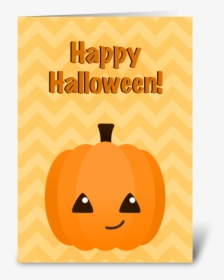 Cute Kawaii Jack O"lantern Greeting Card - Jack-o'-lantern, HD Png Download, Free Download