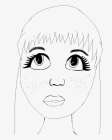 Girl Freckles Sketch Tumblr Aesthetic Cute Sad Cutegirl - Aesthetic Cute Girl Sketch, HD Png Download, Free Download