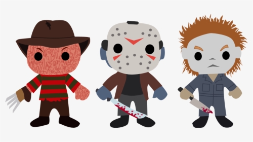 #chibi #horror #movies #jason #freddykrueger #michaelmyers - Friends T Shirt With Horror, HD Png Download, Free Download
