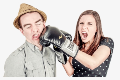 Couple Fighting Woman Punching Man - Femme Qui Bat Un Homme, HD Png Download, Free Download