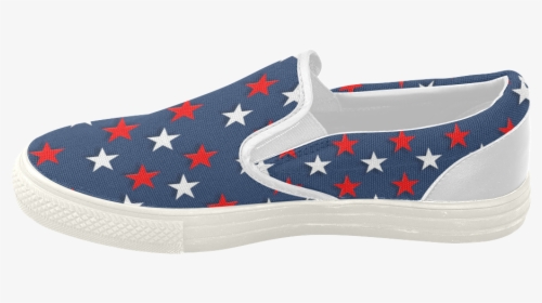 Navy Red White Stars Women"s Slip On Canvas Shoes - Slip-on Shoe, HD Png Download, Free Download