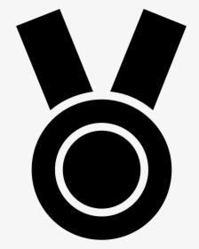 Medal Black Circular Sportive Object Symbol With Ribbon - Icon, HD Png Download, Free Download