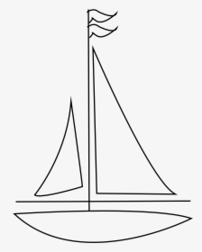 Sailboat Black And White Sailing Ship Clipart Bote - Easy To Draw Sail Boat, HD Png Download, Free Download