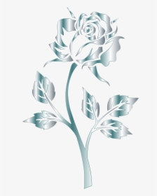 Silver Rose Silhouette No Background Clip Arts - Drawing Black And White Roses, HD Png Download, Free Download