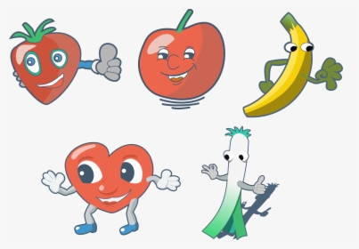 Fun Fruits Clip Arts - Cartoon Drawing Of Vegetables And Fruits, HD Png Download, Free Download