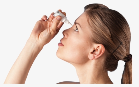 A Woman Putting Eye Drops Into Her Eye - Woman Using Eye Drops, HD Png Download, Free Download
