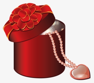 Red Round Gift With - Valentine Gift Box Png, Transparent Png, Free Download